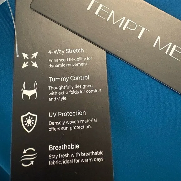 NWT Tempt Me Teal Vintage Swimsuit Retro Halter Ruched High Waist Bikini Set - Picture 11 of 16